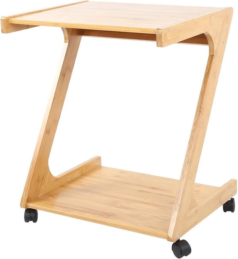 Bamboe Bijzettafel Flexibele Wielen 1 stuk Bamboemateriaal