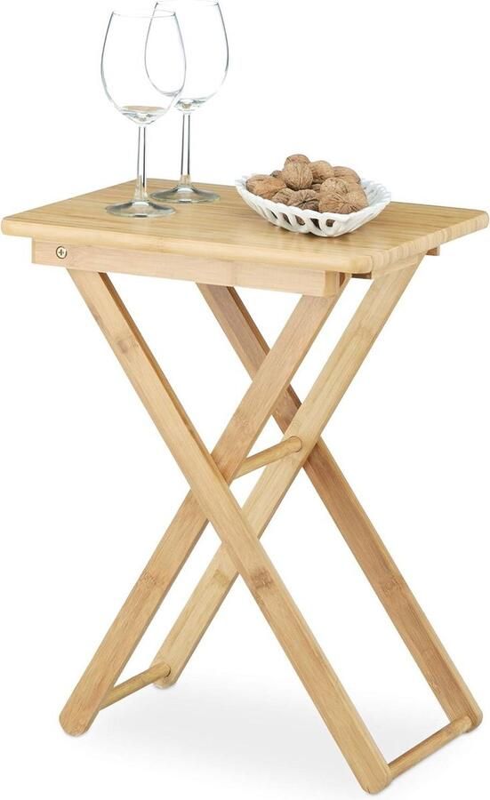 Bamboe bijzettafel inklapbaar kleine klaptafel rechthoekig HBD: ca. 52 x 40 x 31 cm natuurlijk bamboe multifunctioneel voor binnen en buiten bijzettafel buiten