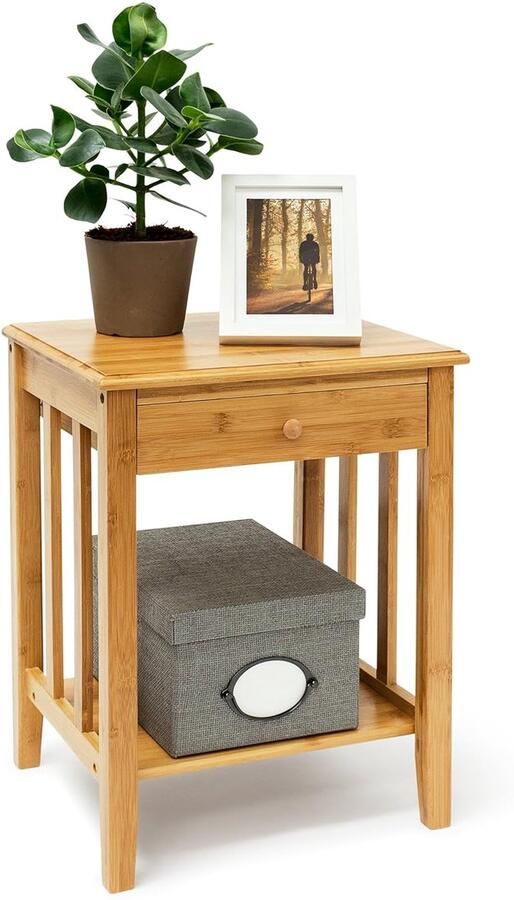 Bamboe bijzettafel ruimtebesparend 1 stuk 51 5 x 40 5 x 30 5 cm