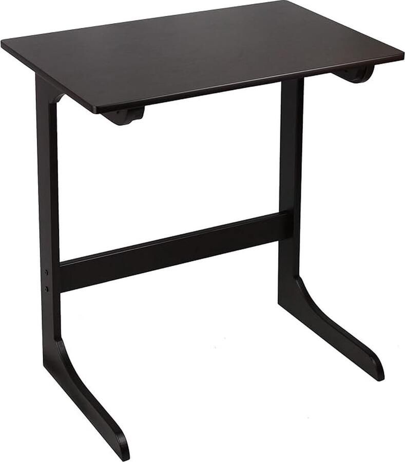 Bamboe C-vormige Bijzettafel – Draagbare Sofa Banktafel met Snacklade Ideaal als TV Bureau of Laptoptafel voor Slaapkamer Woonkamer en Kantoor (Donkerbruin)