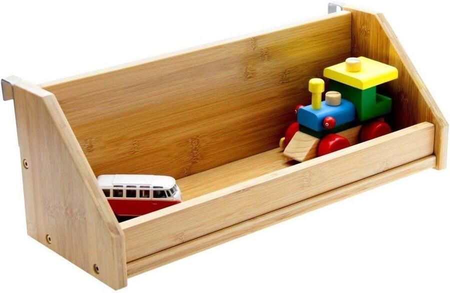 Bamboe Clip op Plank Nachtkastje Opknoping Speelgoed Boeken Rack (Clips 26mm Natuurlijk) Beside shelf
