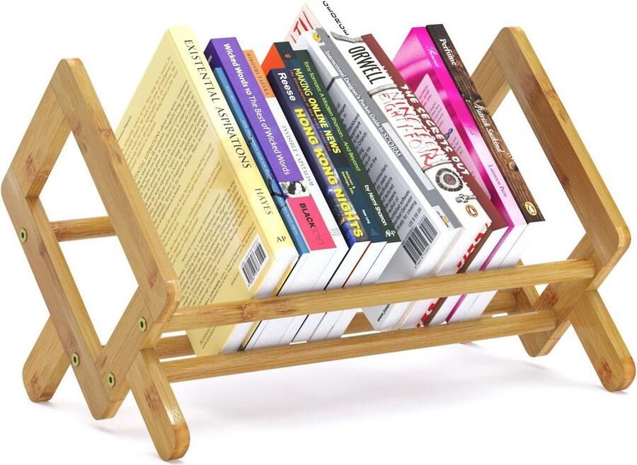 Bamboe Desktop Boekenkast voor Kantoor en Kinderen Stijlvolle Boekenplank 35x24 5x21cm