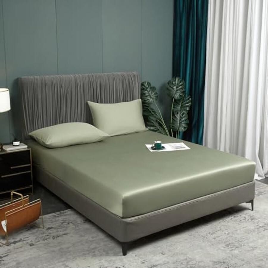 Bamboe Hoeslaken 100 x 200 cm Zacht Ademend en Koel Hoeslaken voor Boxspring Geschikt voor Matras Hoogte tot 25 cm