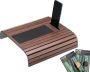 Bamboe houten sofatablet banktafel voor armleuning met anti-slip armleuning protector bekerhouder onderzetter (donker) - Thumbnail 1