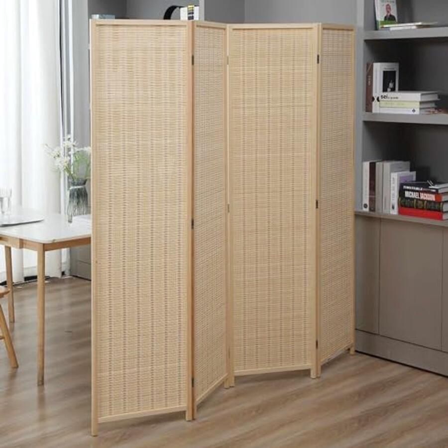 Bamboe Kamerscherm 4-delig Inklapbare Scheidingswand voor Binnen Zichtbescherming voor Tuin en Balkon 180 x 180 cm