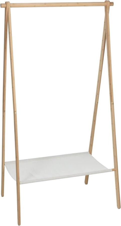 Bamboe kledingrek met stoffen plank Inklapbare houten garderobe van 155 x 86 cm