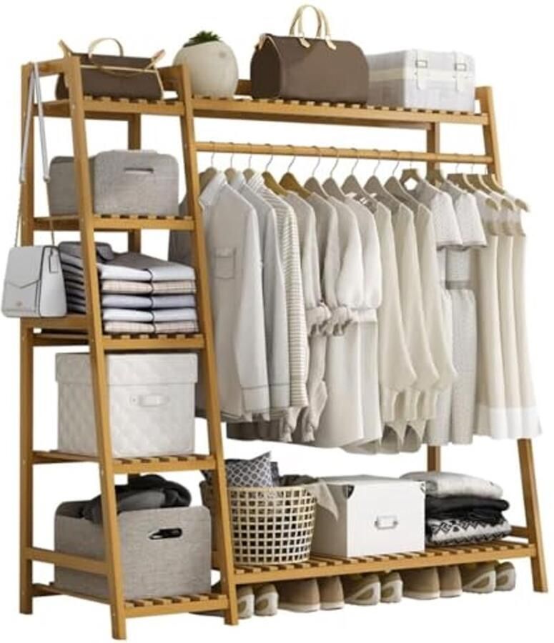 Bamboe Kledingrek voor Opslag en Organisatie in Slaapkamer Badkamer en Kantoor