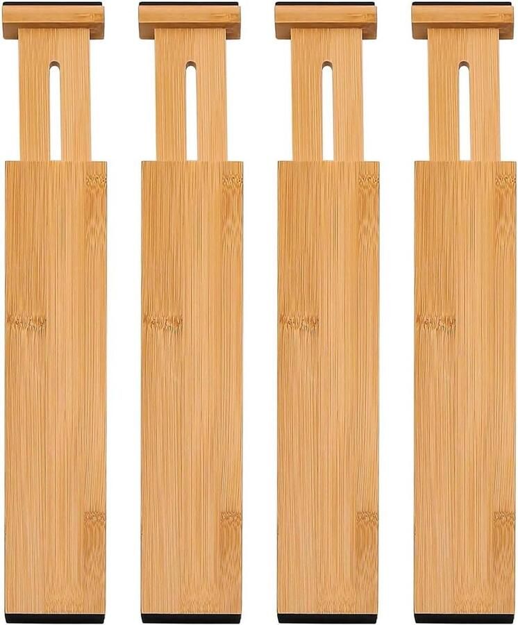 Bamboe Ladeverdelers Set van 4 Verstelbare Organizers voor Kledinglades Keuken Slaapkamer Badkamer Kantoor