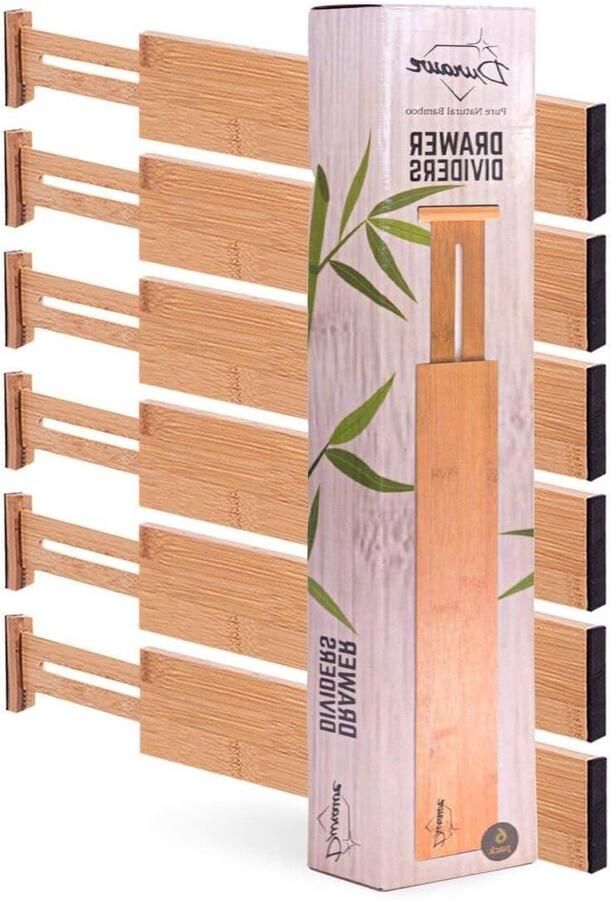 Bamboe Ladeverdelers Verstelbaar en Uittrekbaar Ideaal voor Keuken Slaapkamer Commode Babyladen en Kast 30-43 cm