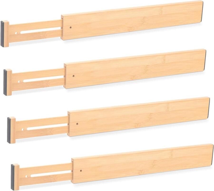 Bamboe ladeverdelers verstelbare lade-organizer uitschuifbare ladeafscheiders veerbelaste keukenkledinglade-organizer voor keuken slaapkamer kleding