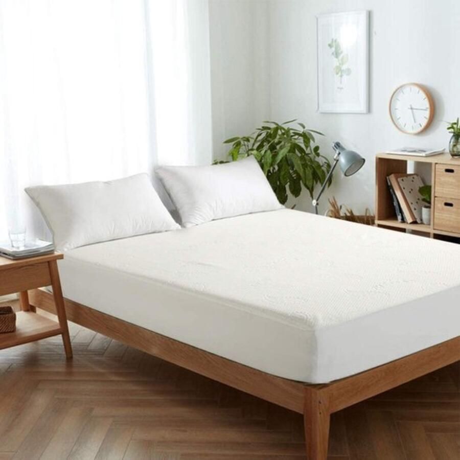 Bamboe Matrasbeschermer 140x200 Waterdicht Hypoallergeen Antibacterieel Rondom Elastiek Waterdichte Matras Beschermer Incontinentie Matrashoes Matrasbeschermers Hoeslaken Molton 140 x 200 CM Wit