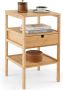 Bamboe nachtkastje 3-traps bijzettafel met lade en lattenbodem nachtkastje voor boxspringbed nachtkastje banktafel voor slaapkamer en - Thumbnail 2