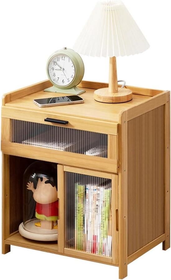 Bamboe nachtkastje boerderijstijl 1 stuk 50 x 42 x 31 cm