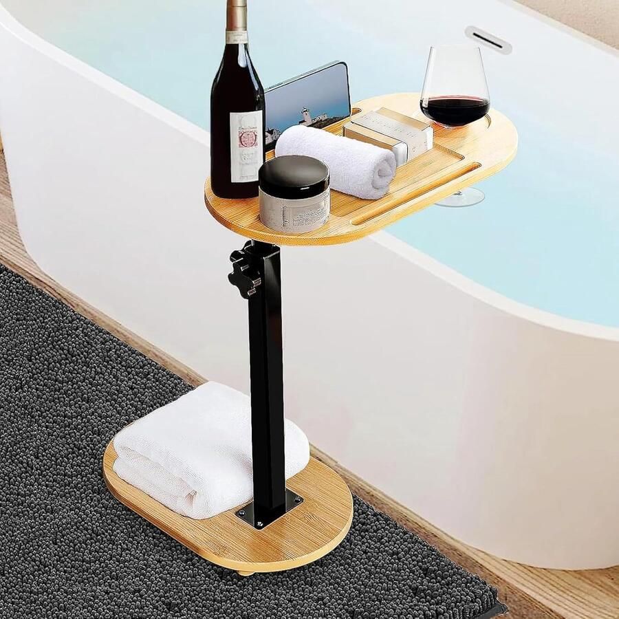 Bamboe nachtkastje voor badkuip Compact en verstelbaar Multifunctioneel 1 stuk