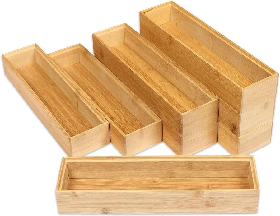 Bamboe Opbergdozen Set Opruimdozen 8 stuks 4 maten Bamboe 30.5 x 7.5 x 5 cm