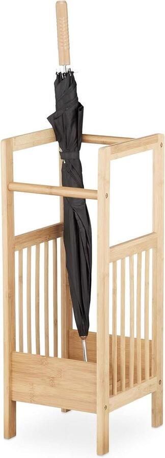 Bamboe paraplubak met 2 grepen Vierkant model Afmetingen ca. 64 x 25 x 265 cm Wandelaars parapluhouder Natuurlijke uitstraling umbrella holder