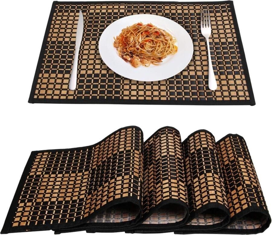 Bamboe placemats set van 4 vlekbestendig hittebestendig duurzaam eettafel placemats keukentafel matten Bamboematten