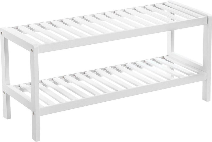 Woon Wereld Bamboe Schoenenrek Badkamerrekje Wit