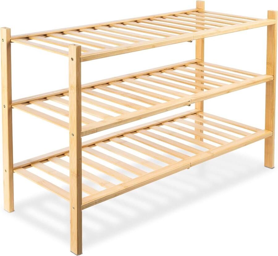 Bamboe Schoenenrek Schoenenstandaard 2 niveau 68 x 28 x 46 cm Natuurlijk Bamboe