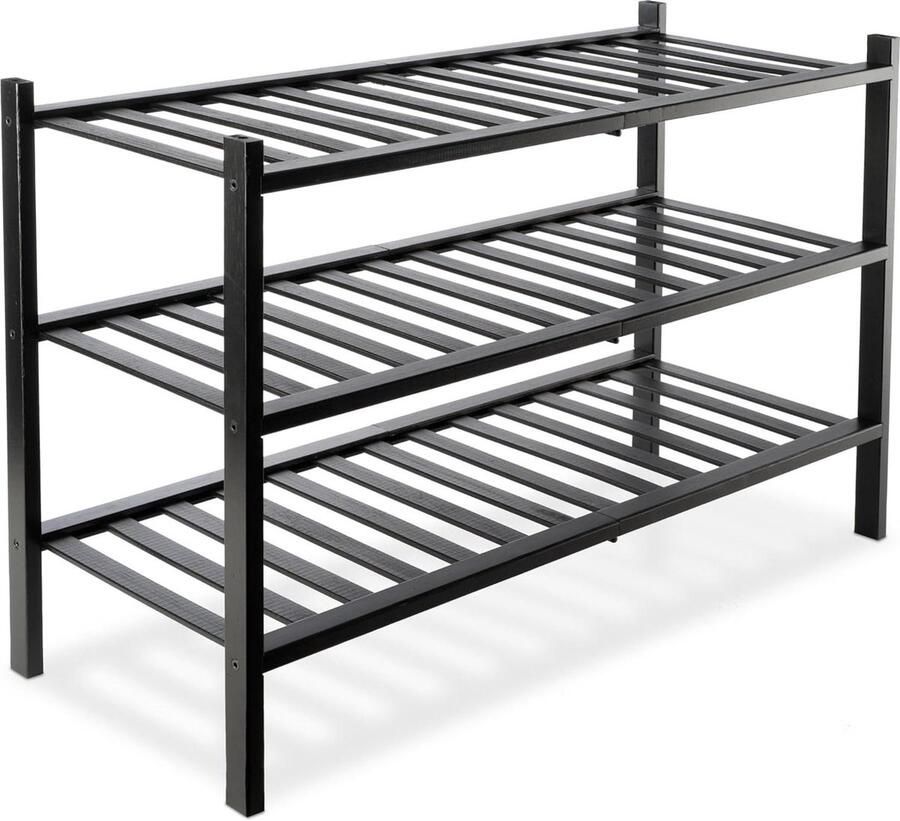 Bamboe Schoenenrek Schoenenstandaard voor Hal 1 stuk Zwart Bamboe 68 x 28 x 46 cm