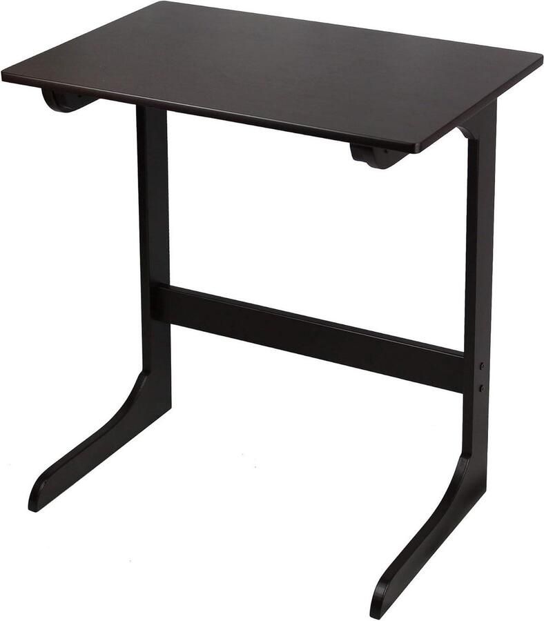 Senza Marchio Bamboe draagbare C-bijzettafel Bamboe sofa bank bijzettafel voor tv laptop bureau koffiesnack lade donkerbruin