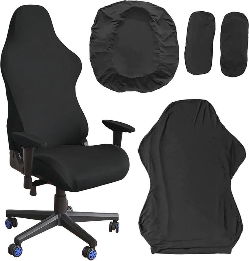 Comfortabele Gaming Stoelhoezen Set van 4 Wasbaar en Stretch Ideaal voor Bureaustoelen en Draa stoelen
