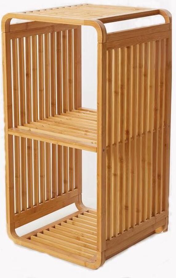 Decopatent Bamboe vakken kastje badkamerkast vakkenkast schoenenkast kubuskast 2 Kubus Bamboe vakken kastje 3 Laags