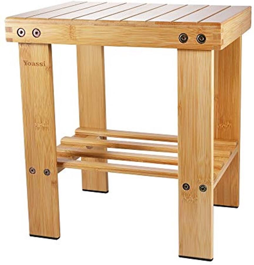 Bamboe Voetenbankje Robuuste Antislip Kruk Kinderstoel en Bijzettafel 31 x 24 x 34 cm