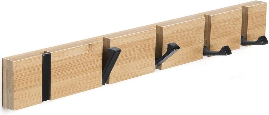 Bamboe Wandkapstok 5 Opklapbare Haken Ruimtebesparend 3 5 kg Draagvermogen per Haak