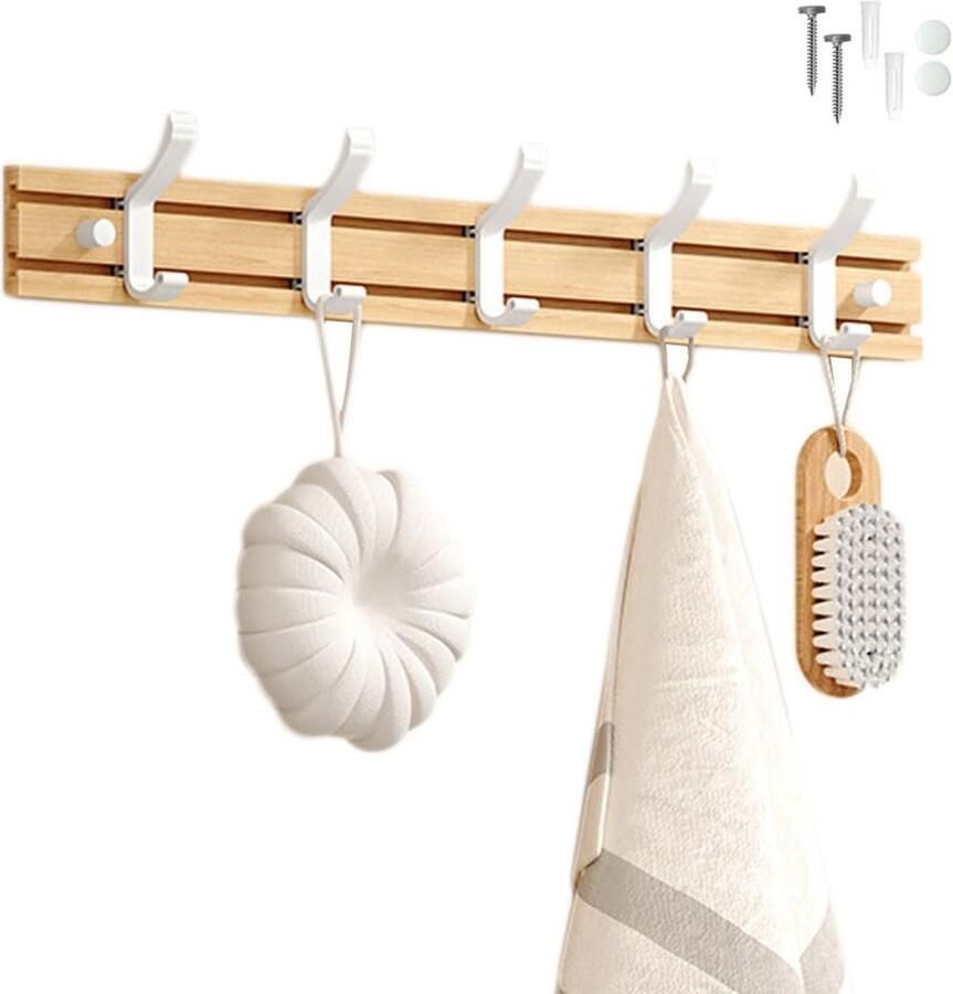 Bamboe Wandkapstok Ruimtebesparend Multifunctioneel 40 50 cm Natuurlijk Materiaal