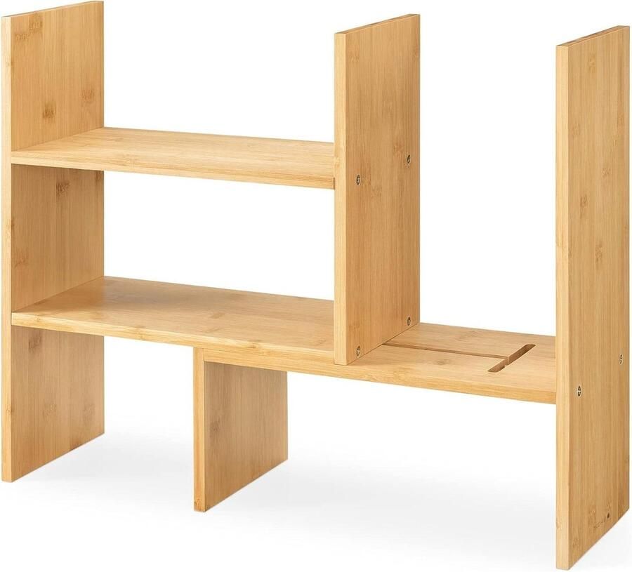 Bamboe Bureau Organiser Plank Planken voor Tafel of Aanrecht Vrijstaand Verstelbaar Rek voor Nette Keuken of Kantoor