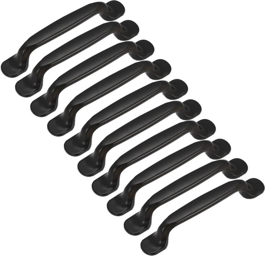 10 Stuks Zwart 128mm Kastdeur Lade Handgrepen Boog Vorm Handvatten voor Moderne Interieurs
