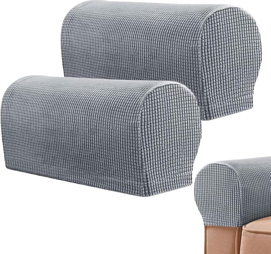 Bank armleuning hoes Set van 2 Fauteuil armleuning hoes Stretch ademende armleuning hoes Antislip polyester stoel armleuning hoes Meubelbeschermers Voor banken fauteuils banken lounge stoelen Lichtgrijs