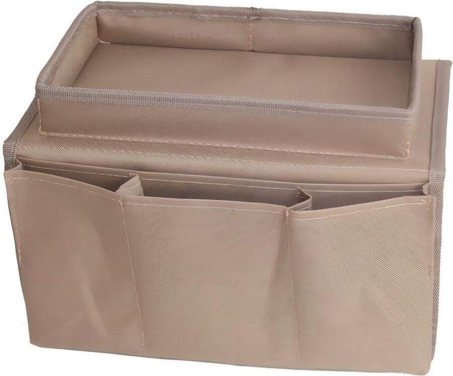 Bank armleuning organizer met bekerhouder dienblad stoel arm tv afstandsbediening houder voor relaxfauteuil bank fauteuil opbergvakken aan het bed tas voor mobiele telefoon tablet boek tijdschriften drankjes (bruin)