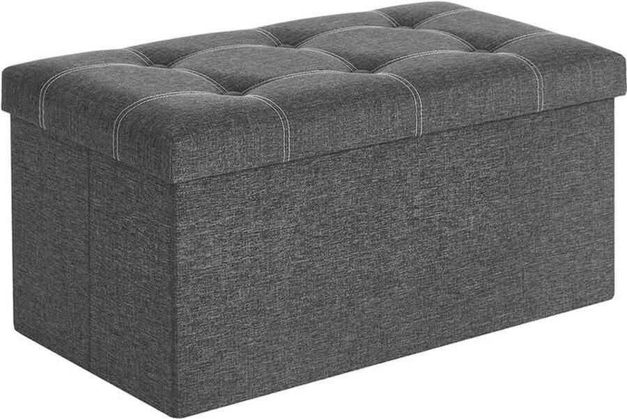 Rootz Living Rootz Bank Met Opbergruimte Opbergbank Verborgen Opbergruimte Multifunctionele Opbergzit Ingang Slaapkamer Woonkamer Imitatielinnen Schuim MDF Donkergrijs 76 x 38 x 38 cm (L x B x H) - Foto 2
