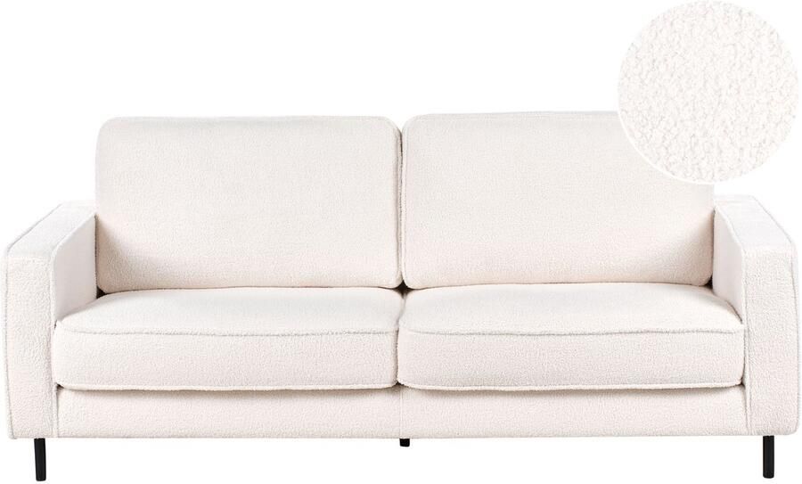 Beliani Bank SAVALEN Bouclé Wit 3-zitter