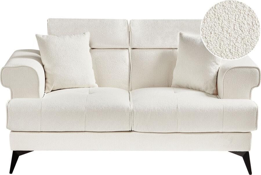 Beliani Bank SKIVE Bouclé Wit 2-zitter