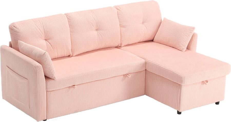 GOTAGEE Bank slaapbank met opbergruimte en uittrekbaar bed hoekbank L-vormig
