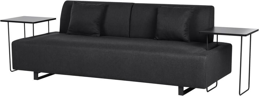 Beliani Driezitsbank met bijzettafels stof zwart SOKNA