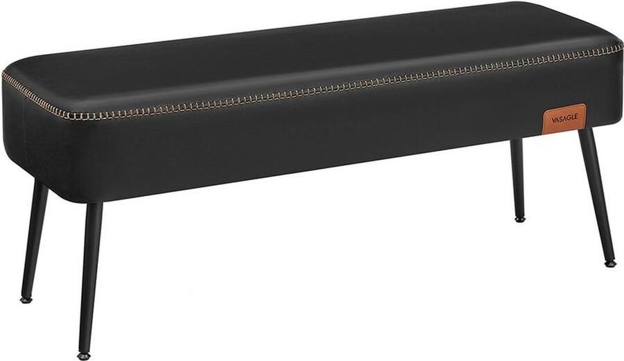 Bank – Voetenbank – Stalen poten – Kunstleer – Zwart