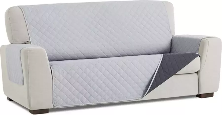 Belmarti Bankbeschermer Duo Quilt Lichtgrijs 160cm breed Aan twee kanten te gebruiken Bank beschermer van zacht microvezel voor optimaal comfort