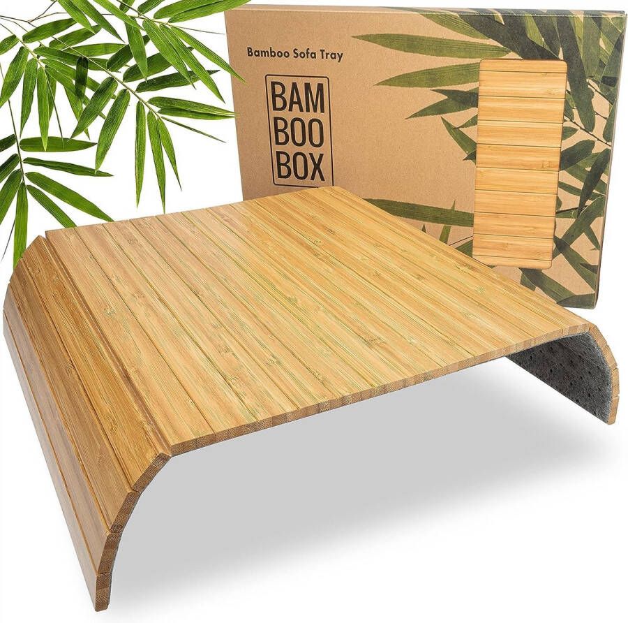 Bankdienblad van bamboe armleuningen flexibel en armleuningbeschermer bekerhouder bank dienblad in natuurlijke kleur