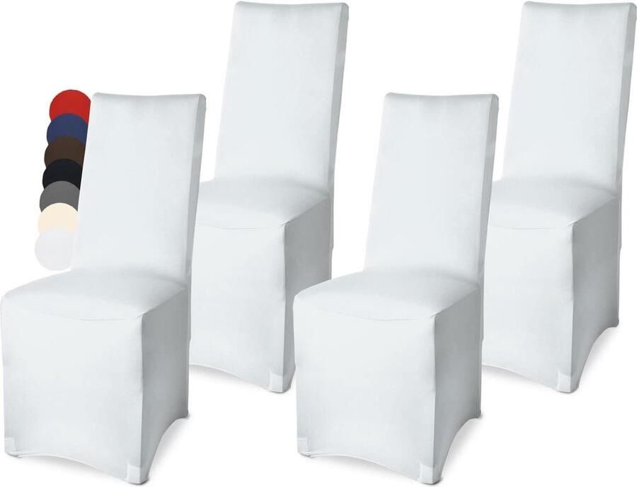 Banket stoelhoezen set van 4 elegant stretch hoezen voor stoelen 45 x 90 cm wit Öko-Tex zegel Stoelhoezen