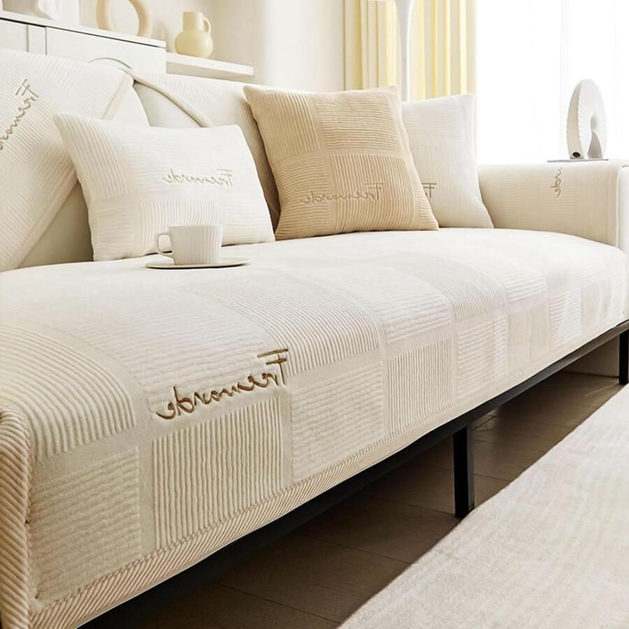 Bankhoes 1-2-3-4-zits L-vormige hoekbankovertrek 2024 nieuwe universele antislip bankhoes voor woonkamer solide gestructureerde ultra stretch. hoekbank hoes stretch