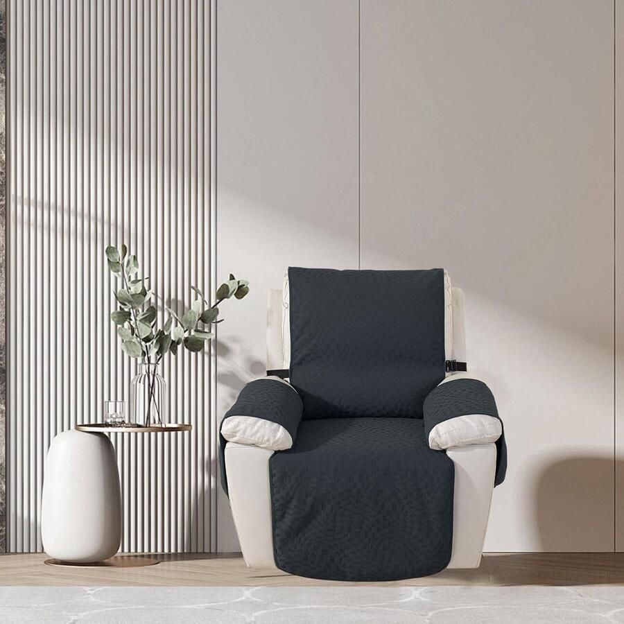 Bankhoes 1-zits beschermende bankhoes waterdicht met verstelbare riem en zijvakken bankbeschermer antislip met rubberen basis banksprei fauteuilbeschermer honden fauteuilhoes woonkamer (grijs)