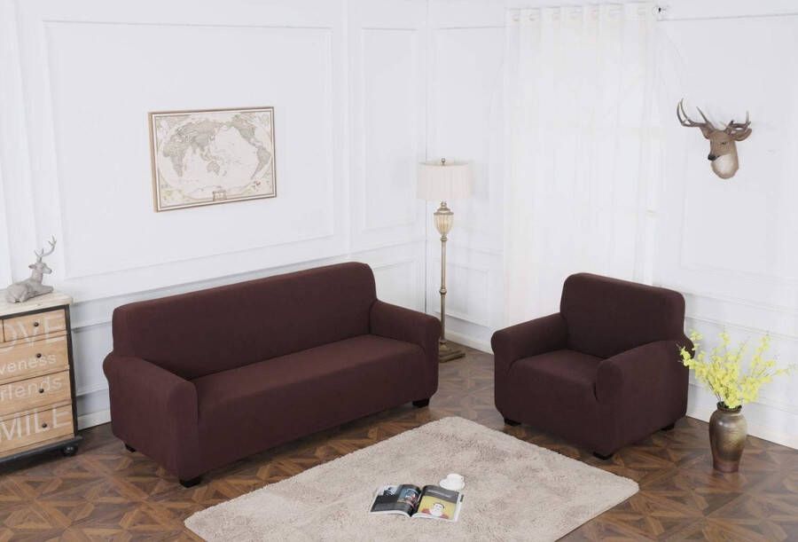 Bankhoes 1-Zits Rekbaar Meubelbeschermer Stretchhoes Fauteuilhoes Bankmeubelhoes Jacquard Bankhoes (1-Zits Chocolade)