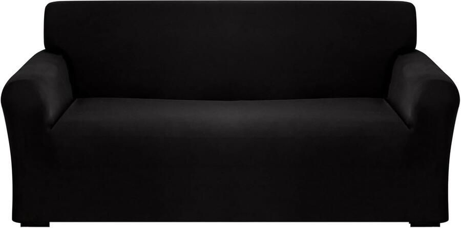 Bankhoes 190-230 cm Zitkussenhoes Elasticiteit bankhoes Machinewasbaar & Rekbaar Voor 3 zitsbanken Bankbeschermer Zetelhoes Zwart Spandex