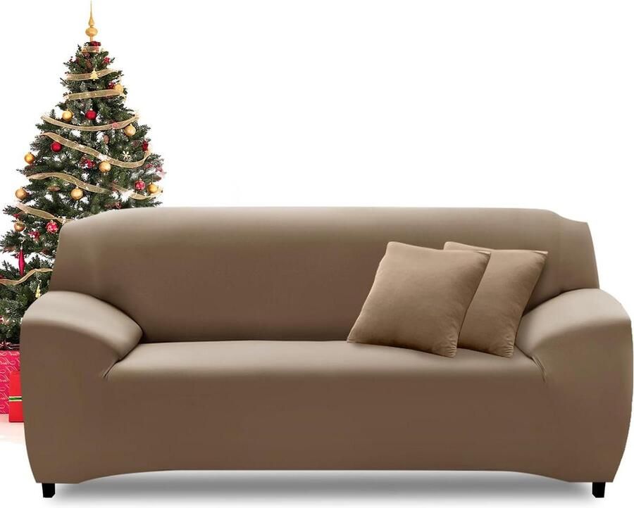 Bankhoes 2-zits moderne bankovertrek met armleuningen 1 stuk aardebruin elastaan