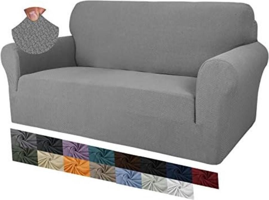 Creatieve Jacquard Bankovertrekken voor 2-zitsbanken Super Stretch Antislip Huisdiervriendelijk Donkergrijs