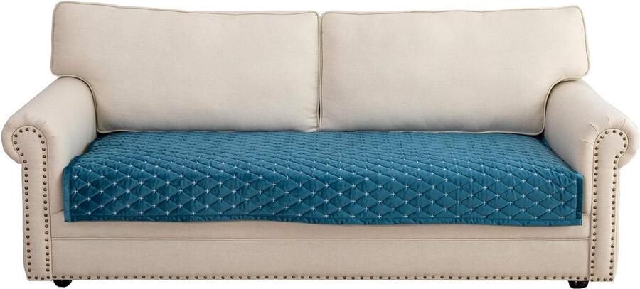 Bankhoes 3-zits anti-slip geschikt voor hoekbanken 1 stuk blauw 90 x 180 cm